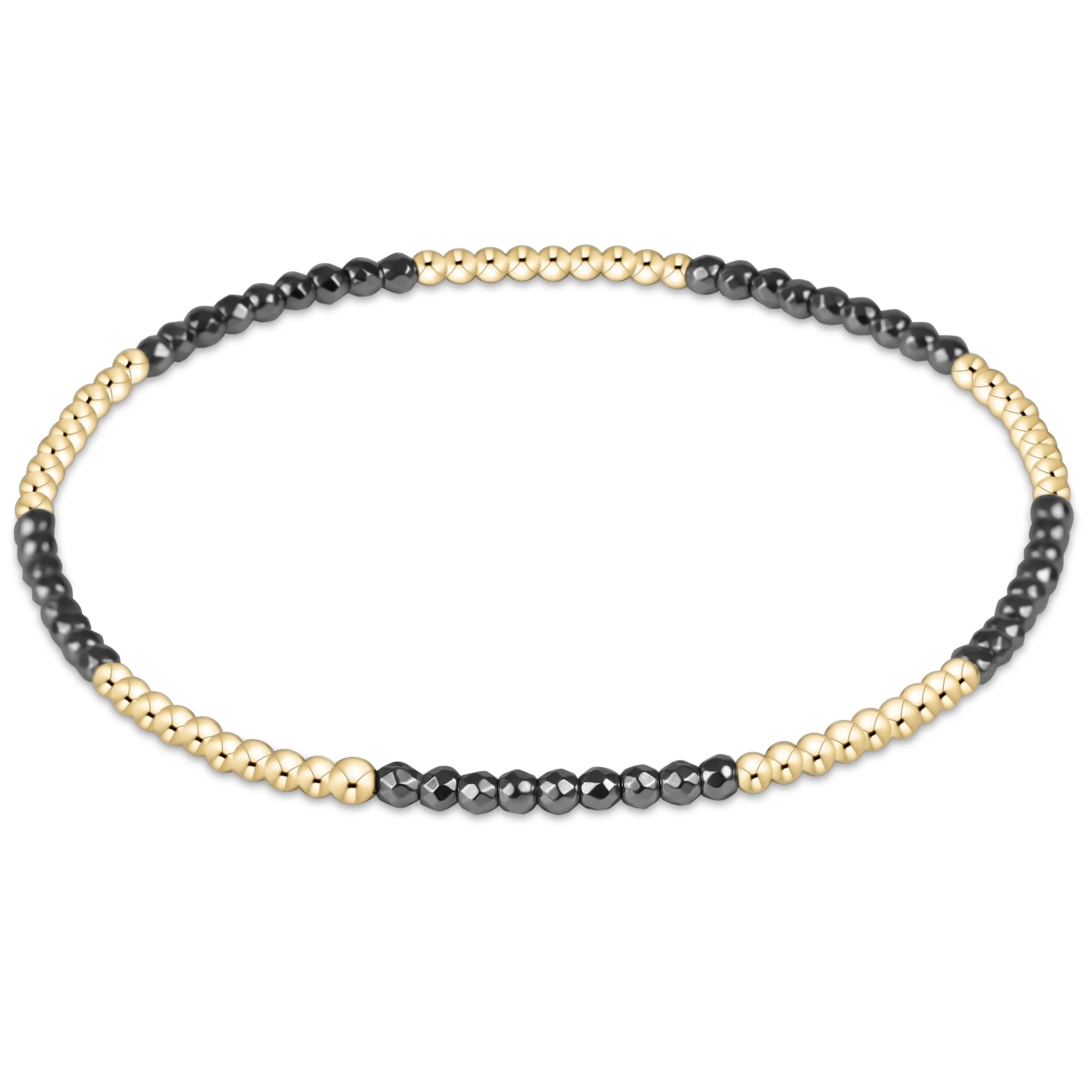 Blissful Pattern 2mm Bead Bracelet - Siver Faceted Hematite