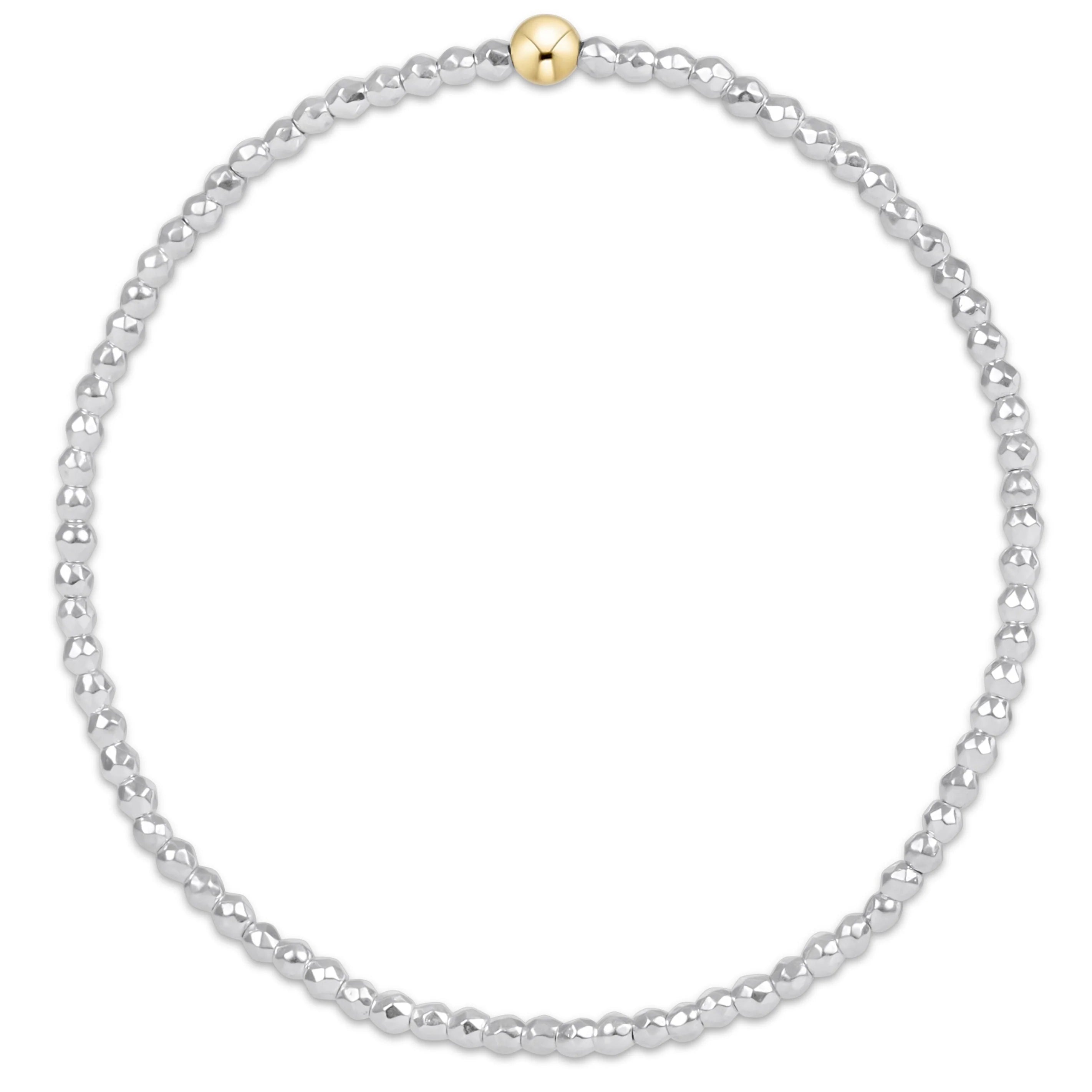 Bright Silver Faceted Hematite 2mm Bead Bracelet