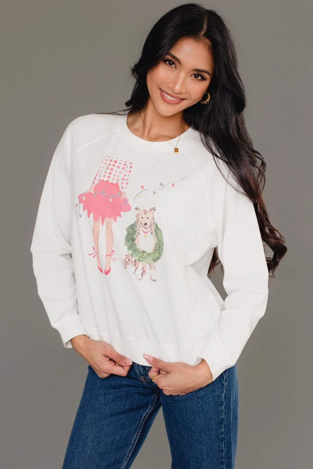Christmas Girl & Dog Sweater