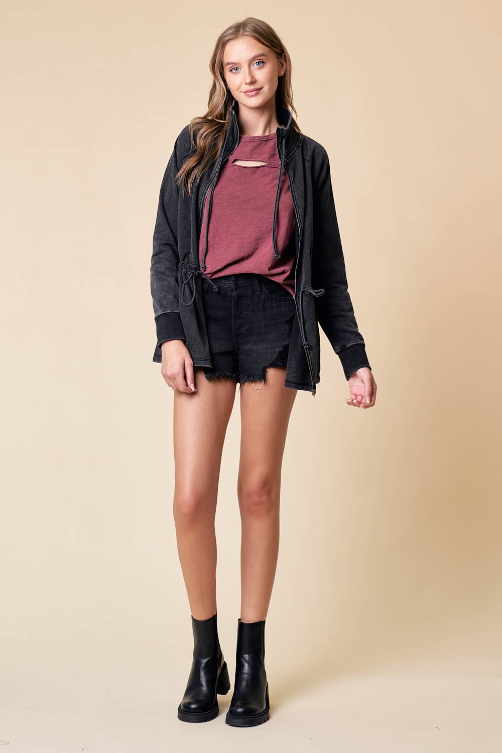 Zip-up Front Knit Jacket
