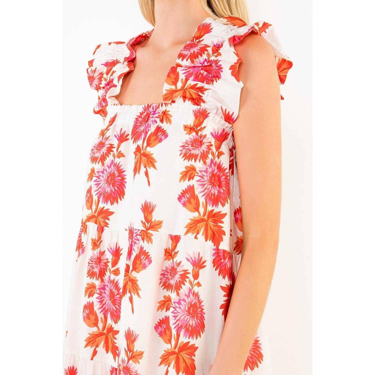 Flutter Sleeve Floral Tiered Dress