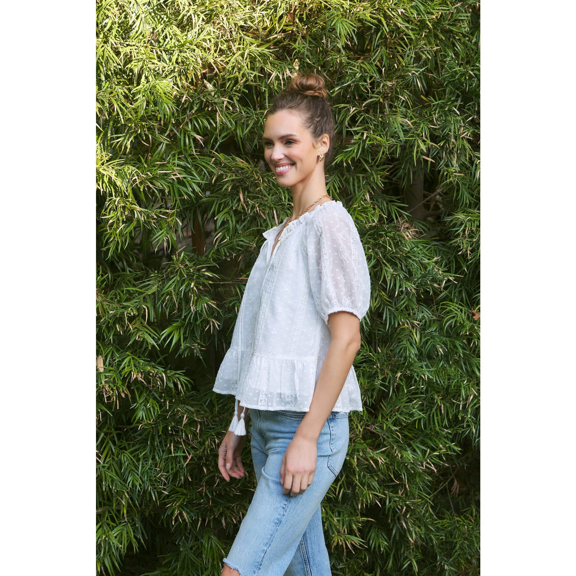 EMBROIDERED CHIFFON BLOUSE