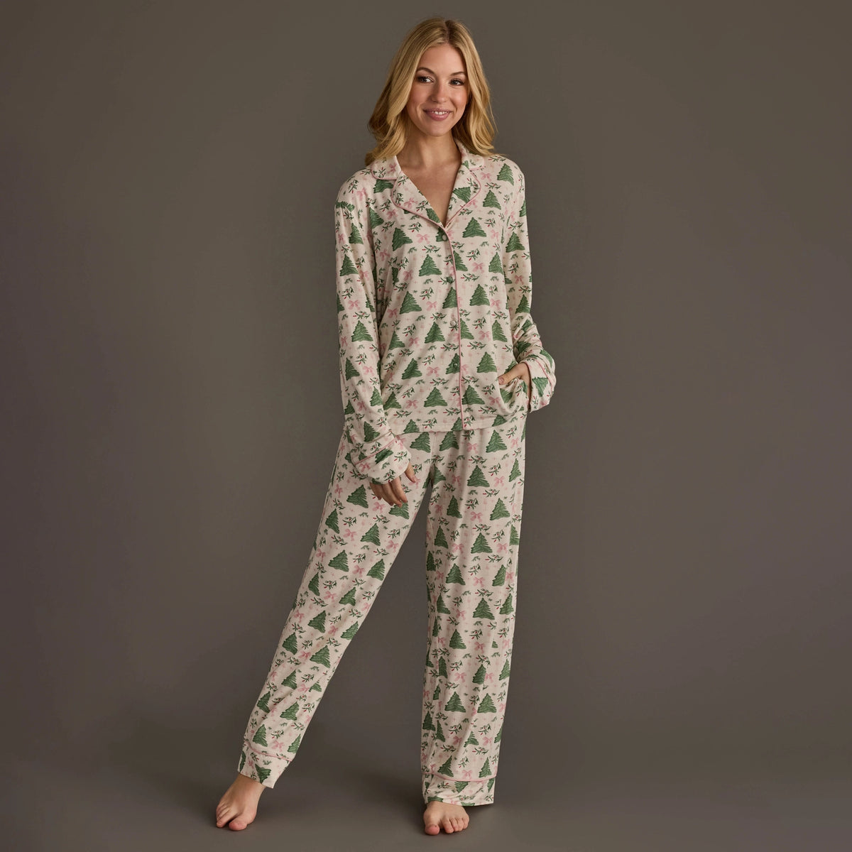 Trees & Bows Jersey Pajama Set