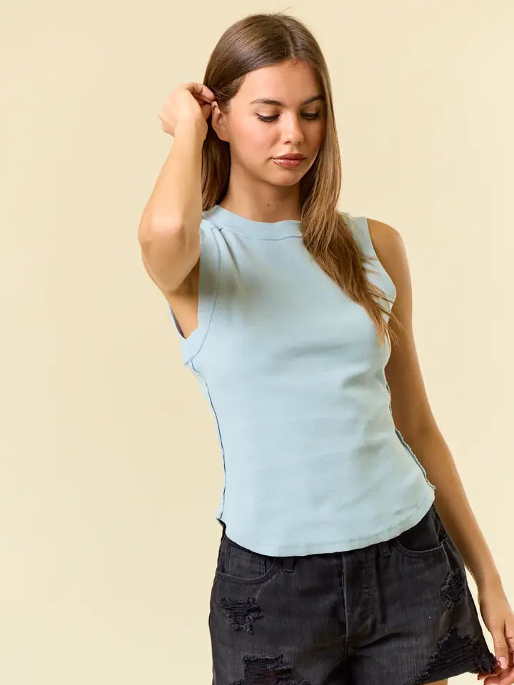 Rounded Hem Ribbed Tank