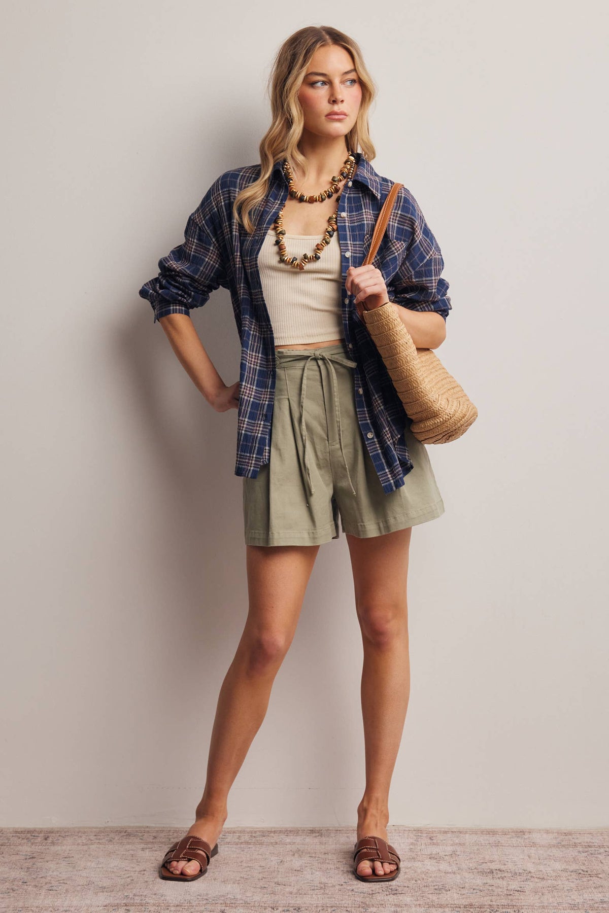 Soft Plaid Button-Up Shirt