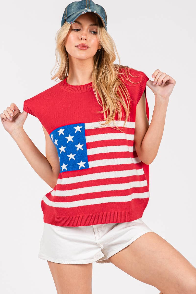 AMERICAN FLAG SWEATER VEST