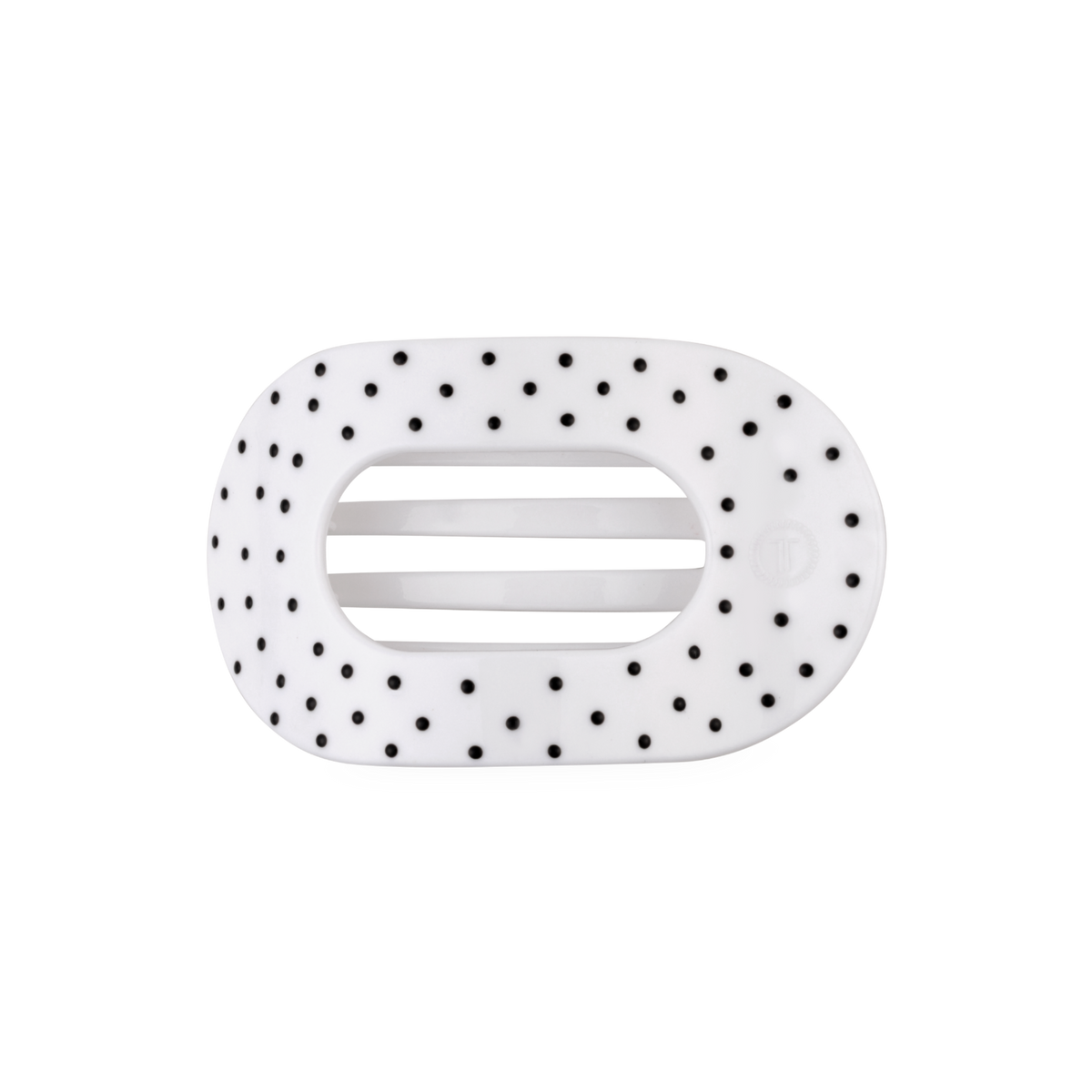 White Polka Dot Party Medium Flat Round Hair Clip