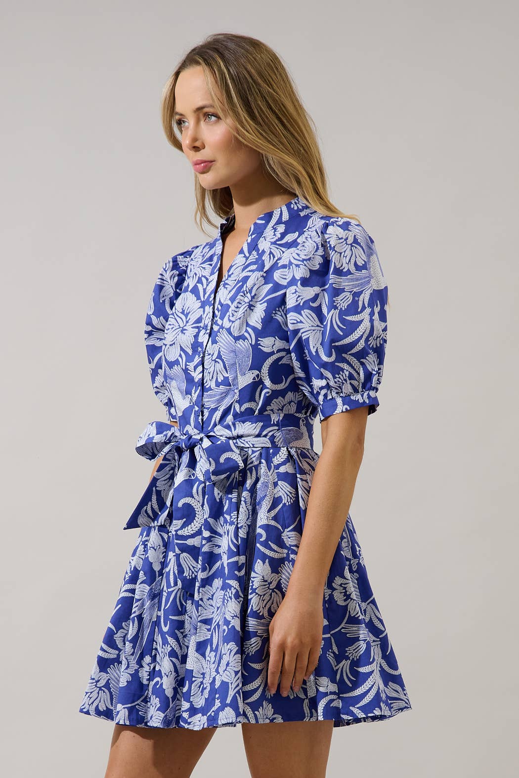 Viry Floral Pleated Mini Dress