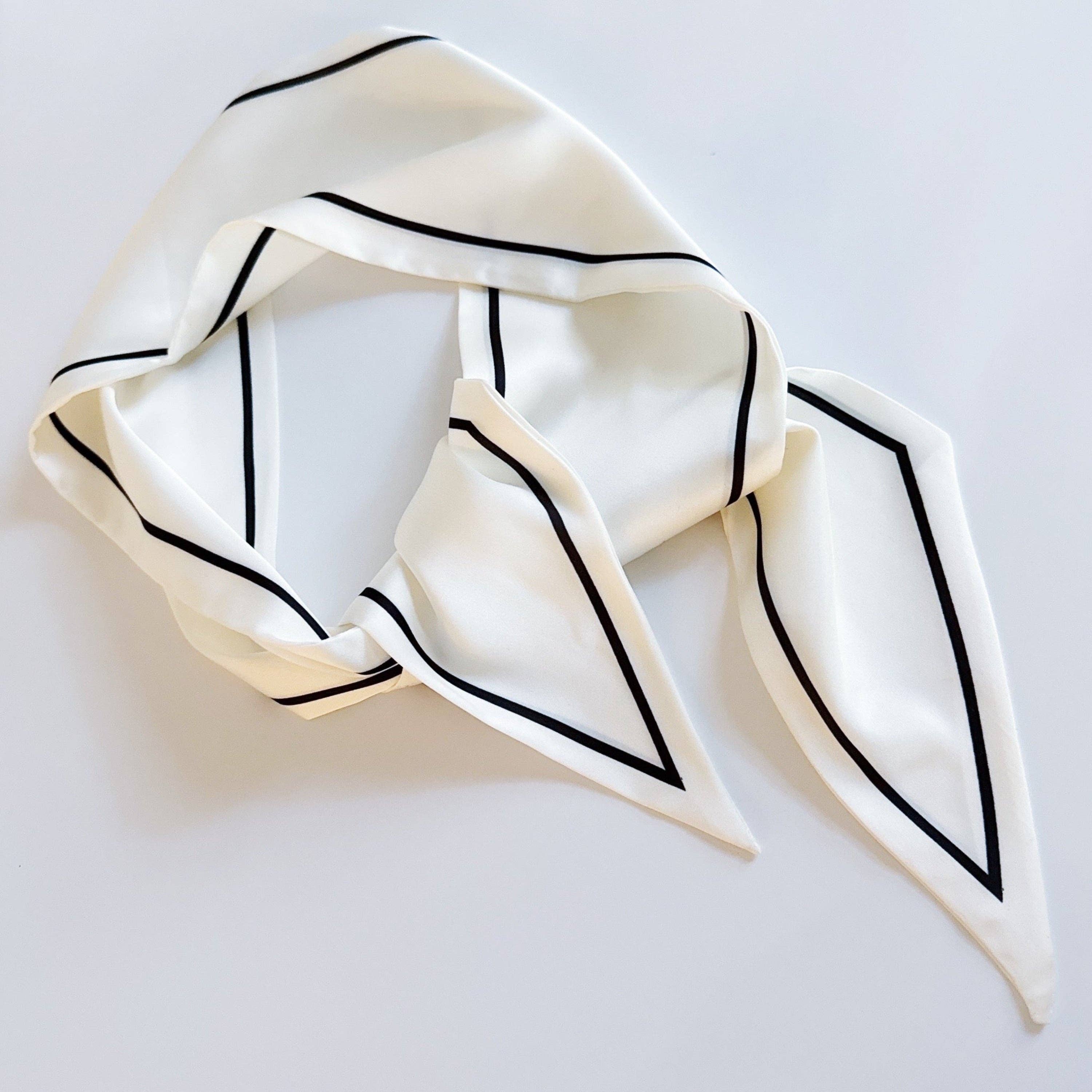 Chic Contrast Edge Ribbon Scarf – Stylish Accent for Bags, Hair & More
