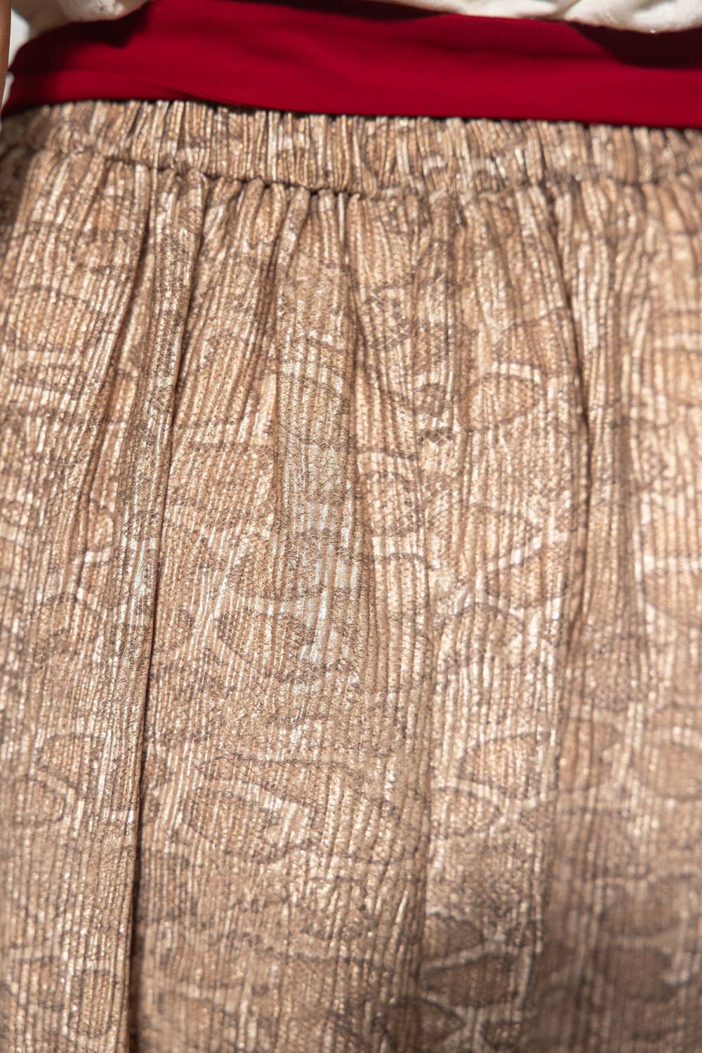 Red Belt Animal Print Midi Skirt