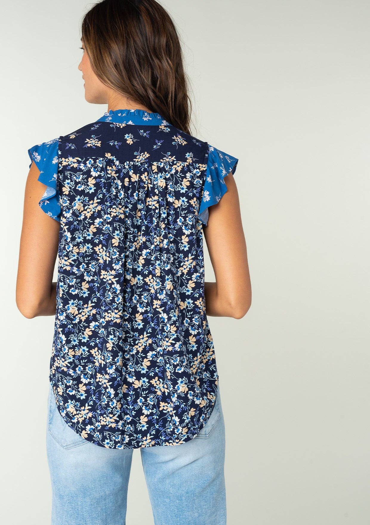 Floral Flutter Sleeve Blouse