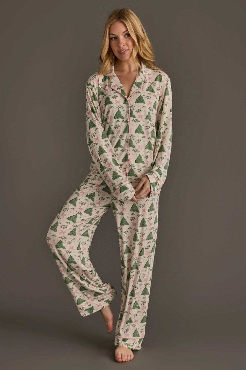 Trees & Bows Jersey Pajama Set