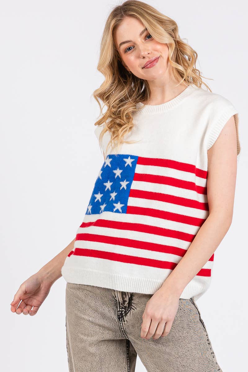 AMERICAN FLAG SWEATER VEST