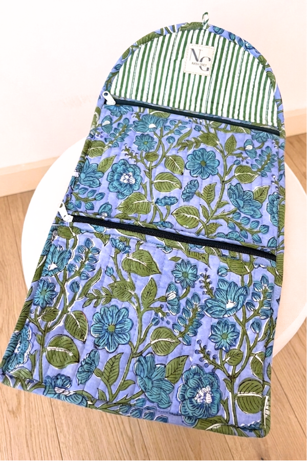 Tate Blue Floral Jewelry Pouch