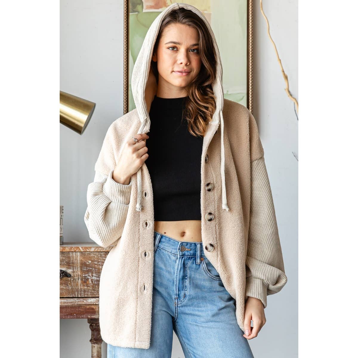 Rib Sherpha Hooded Shacket