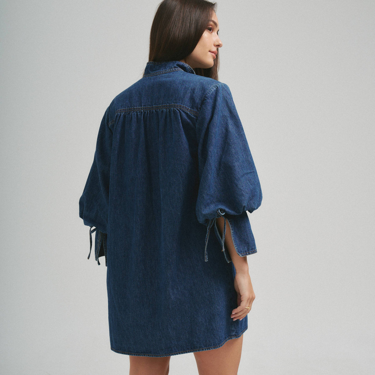 Quarter sleeve denim mini dress