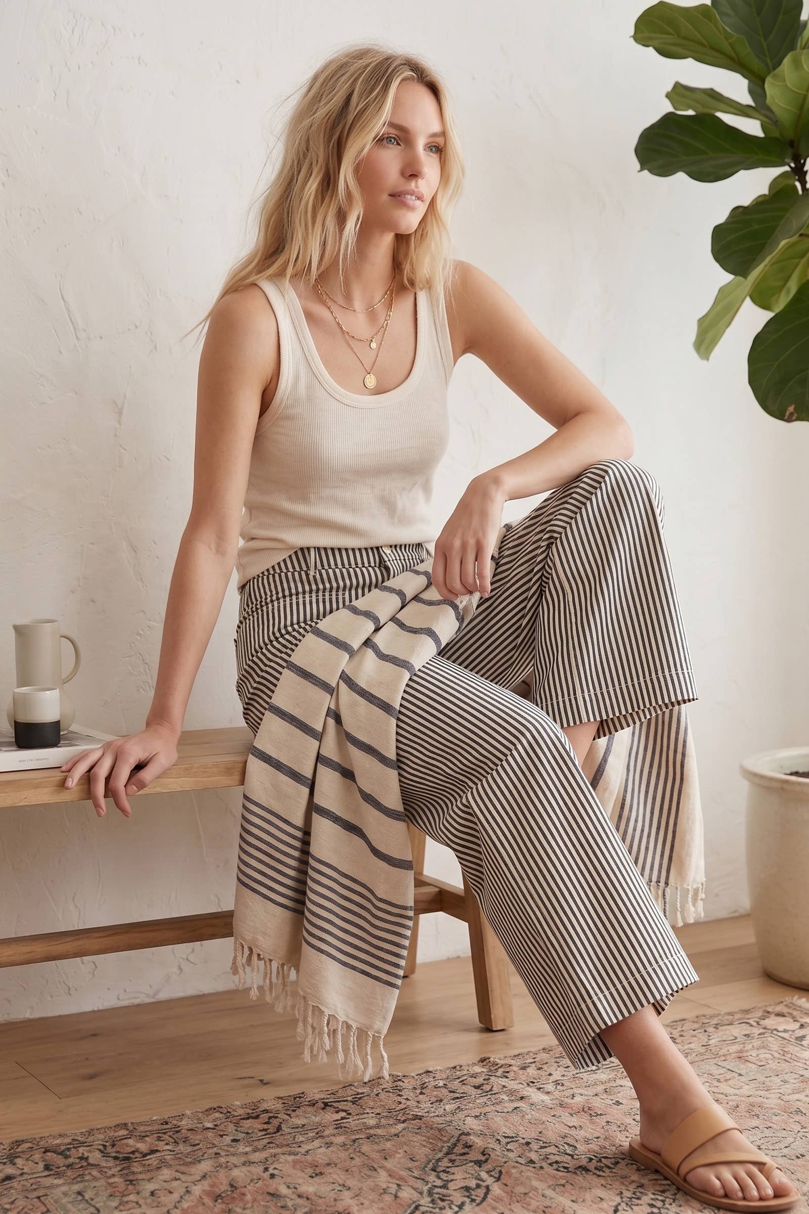 Striped Wide Leg Pants