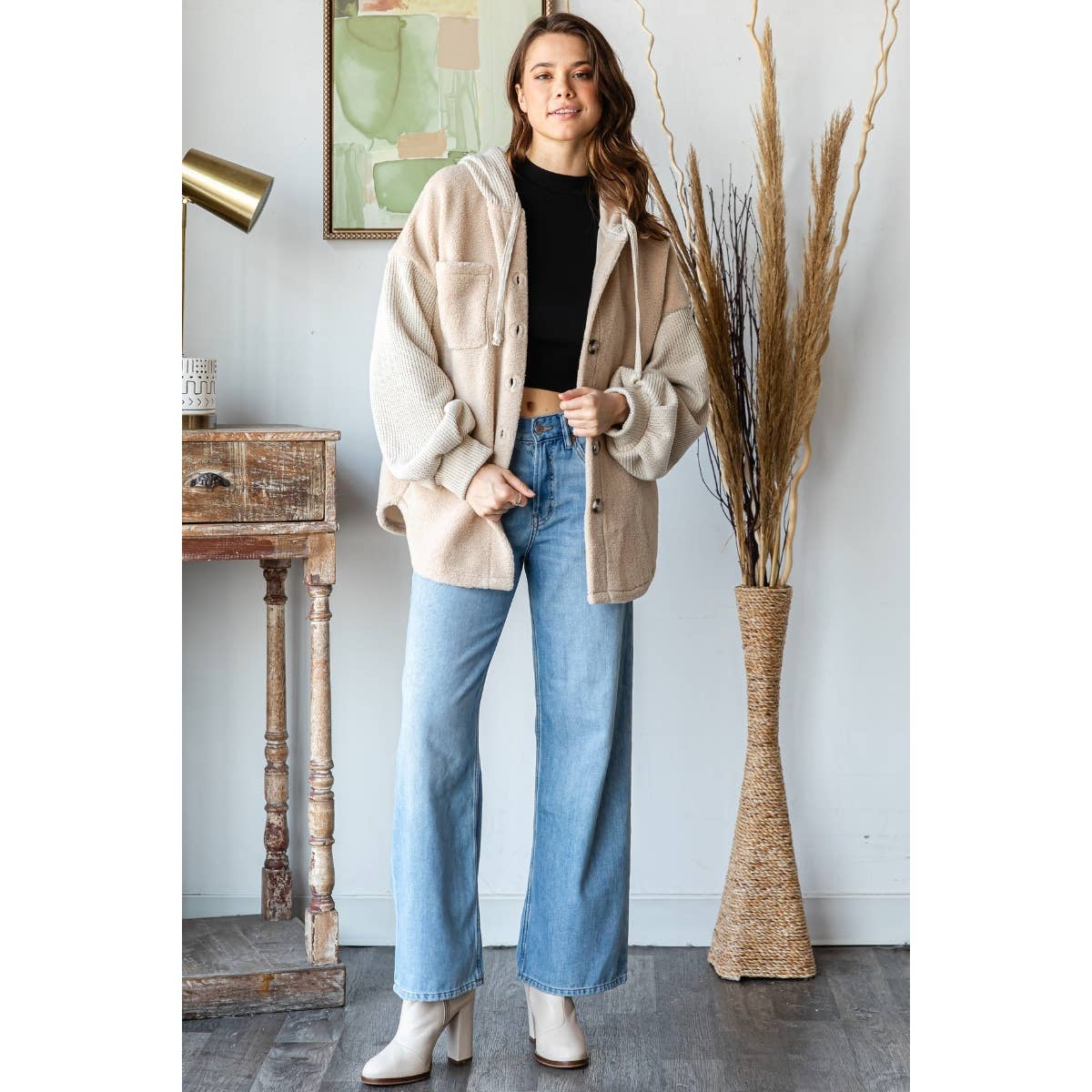 Rib Sherpha Hooded Shacket