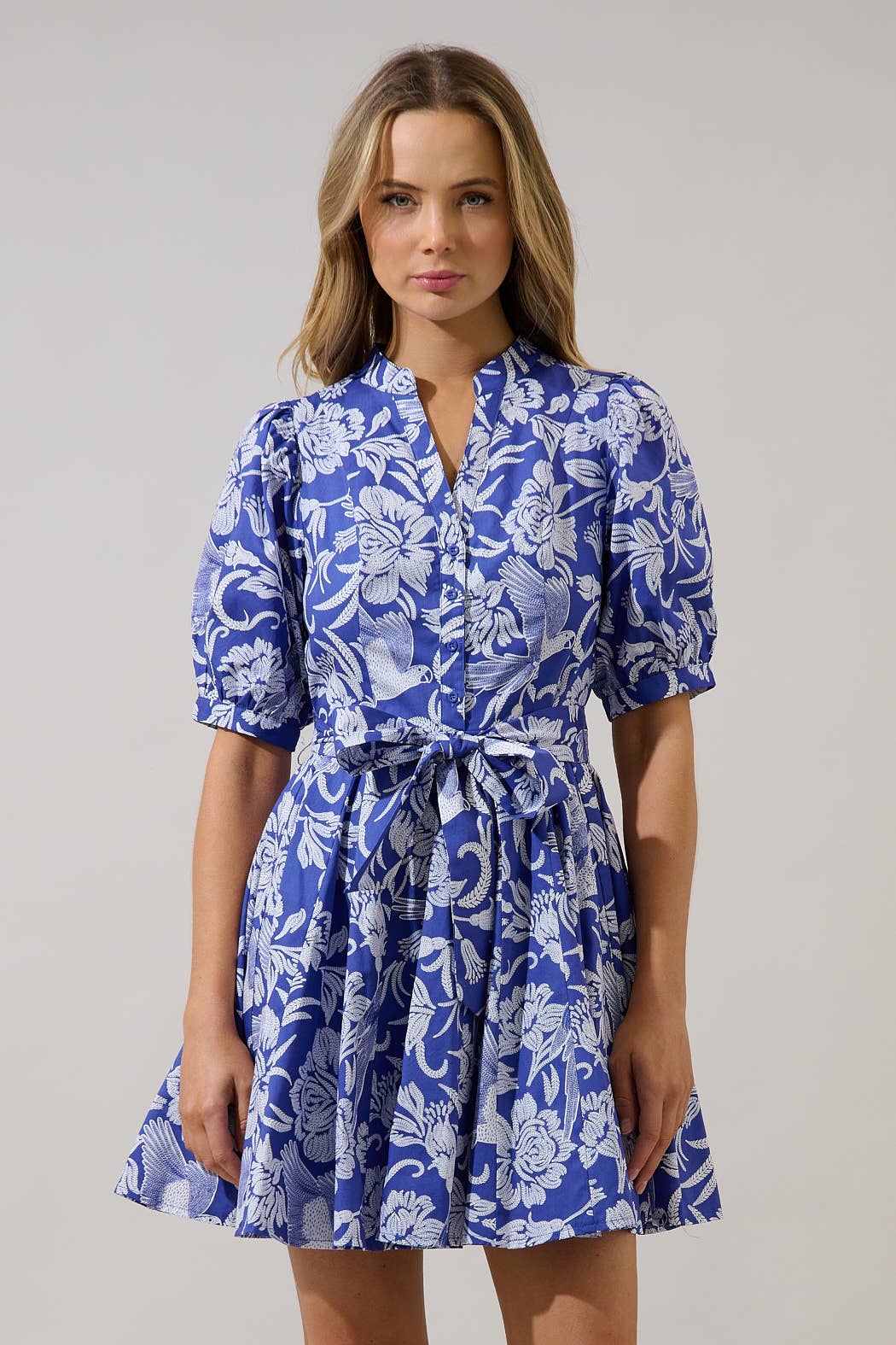 Viry Floral Pleated Mini Dress