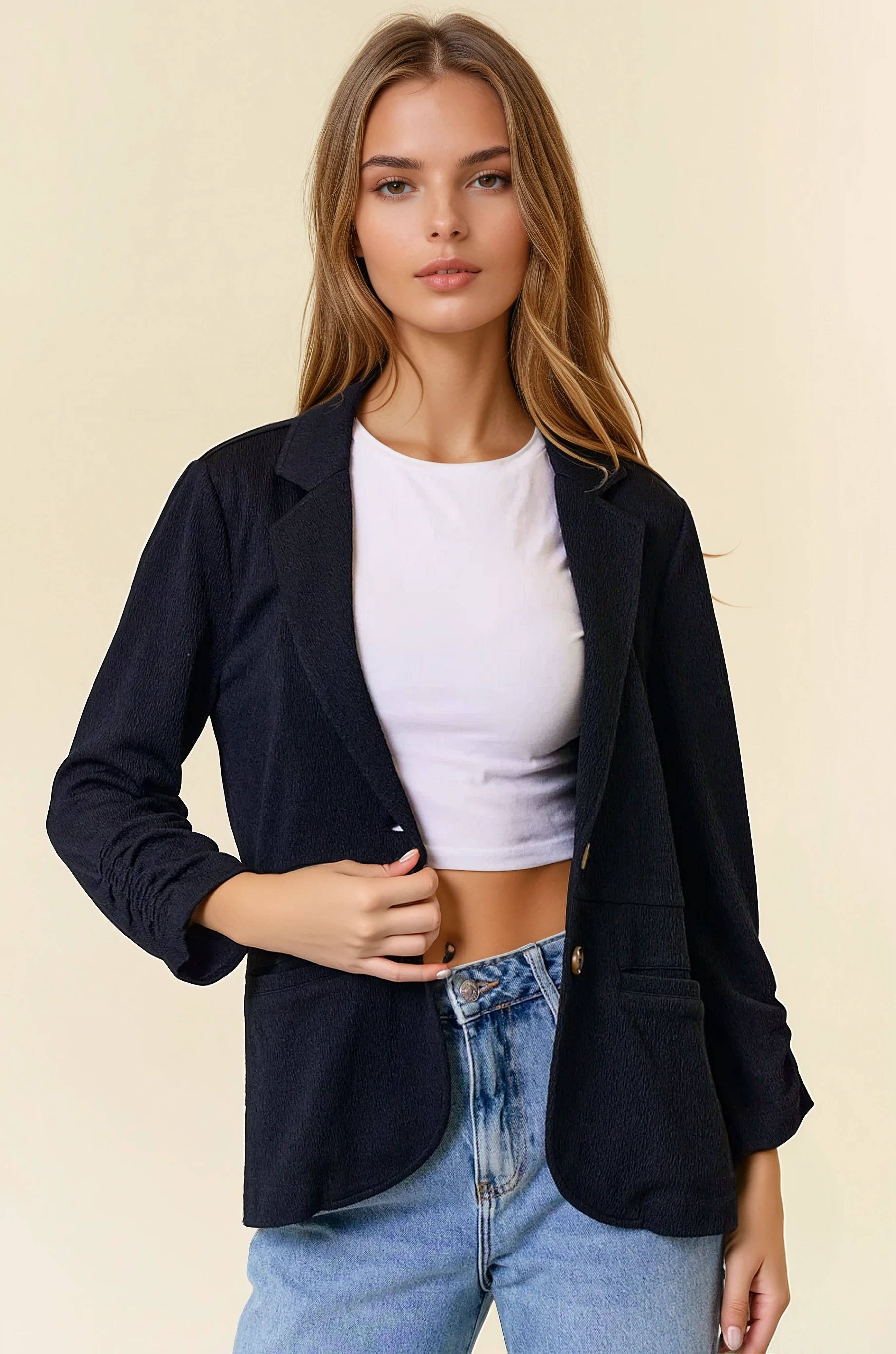 Cinched Sleeve Blazer