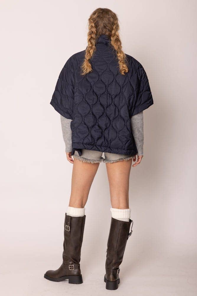 Quarter Zip Quilted Puffer Poncho