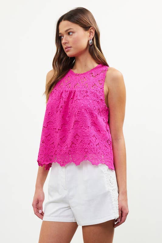 Lace Top With Scalloped Hem