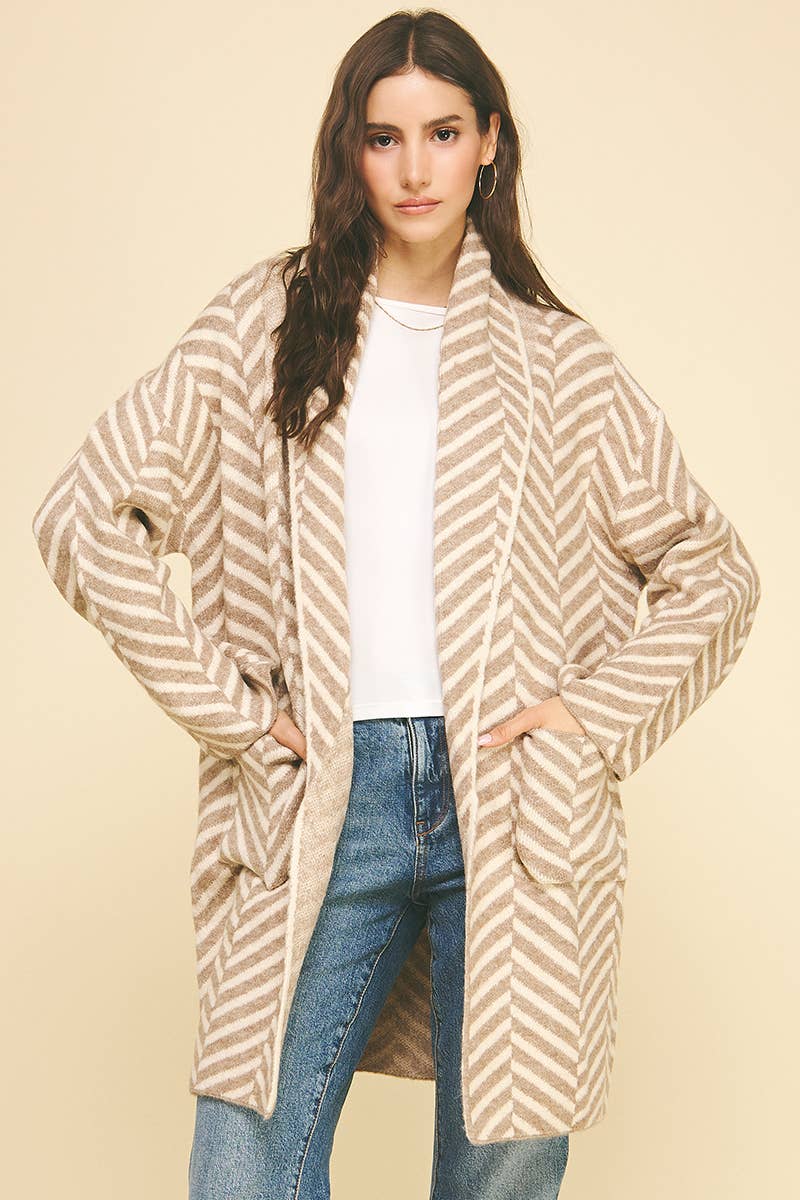 DIAGONAL STRIPE CARDIGAN