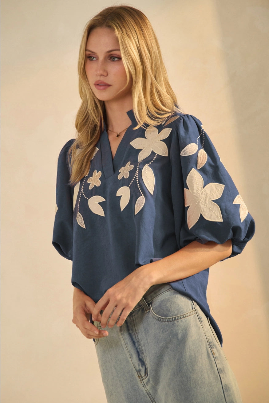 Washed Suede Top - Denim