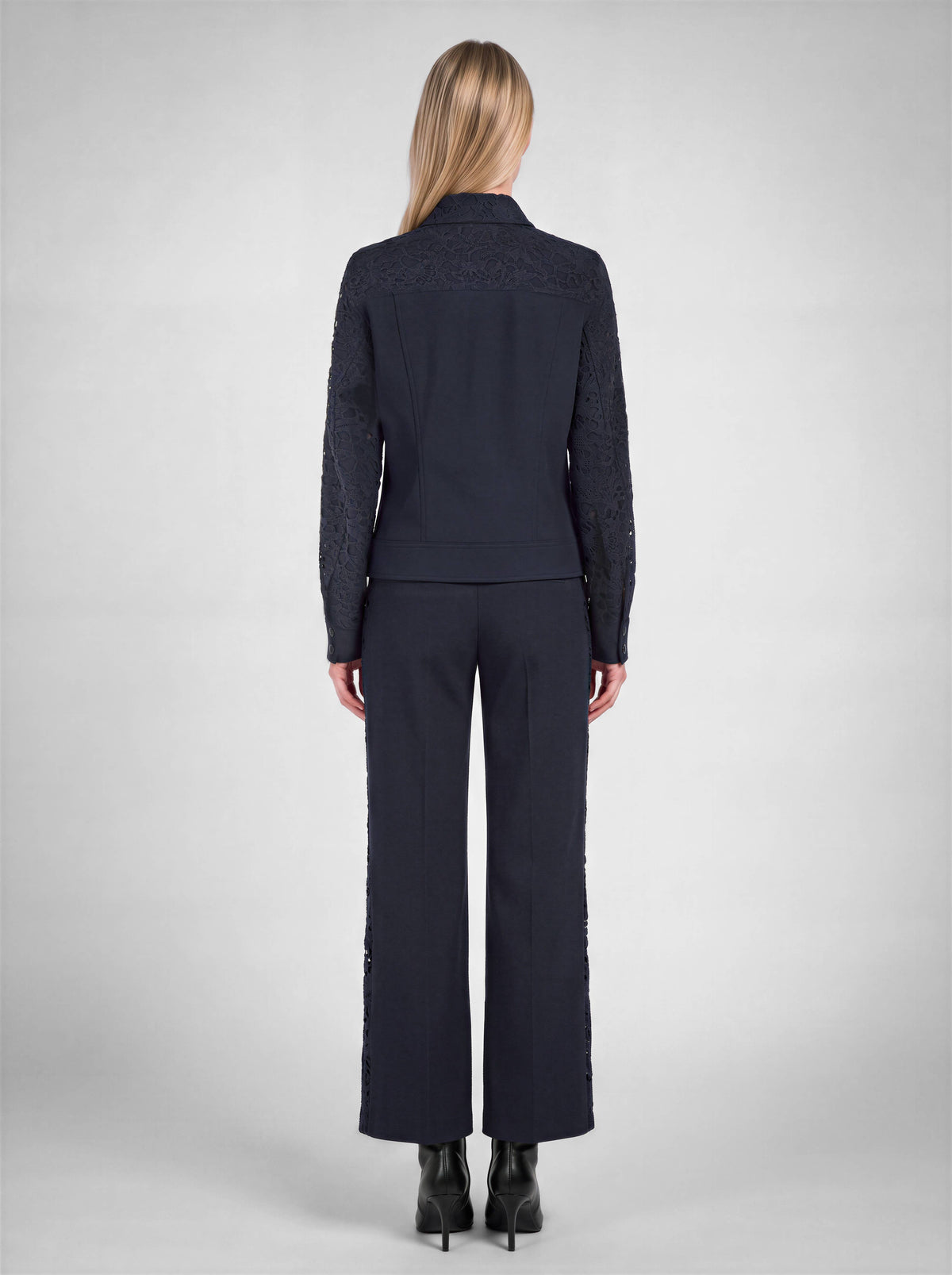 Lace-Paneled Long Sleeve Jacket