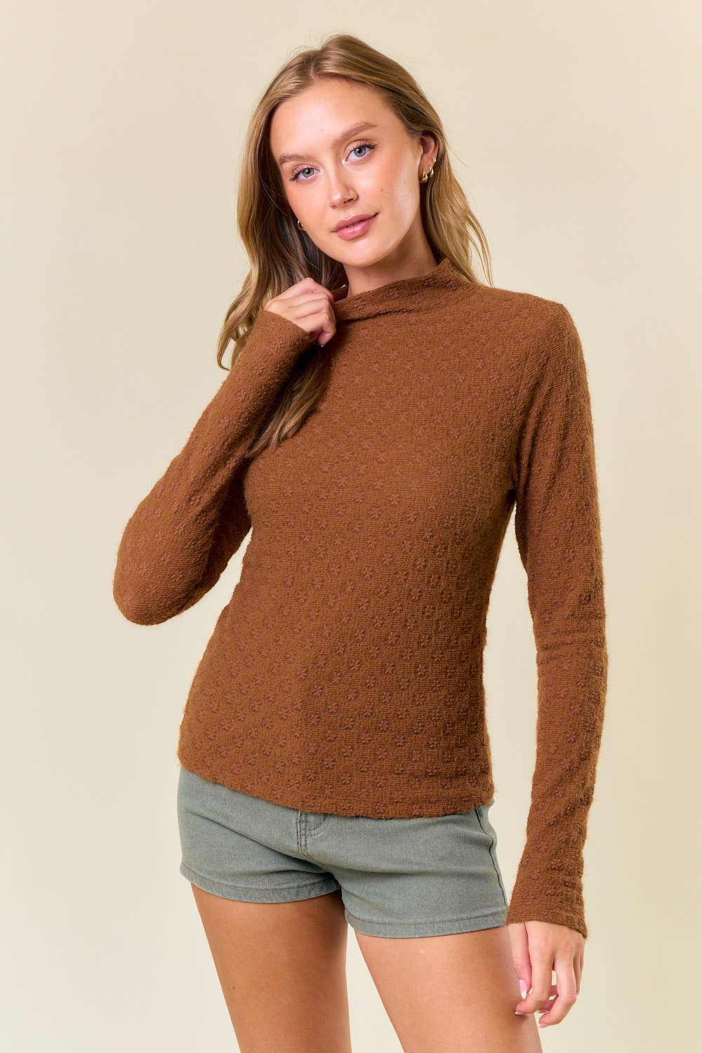 Brushed Floral Stretch Lace Top