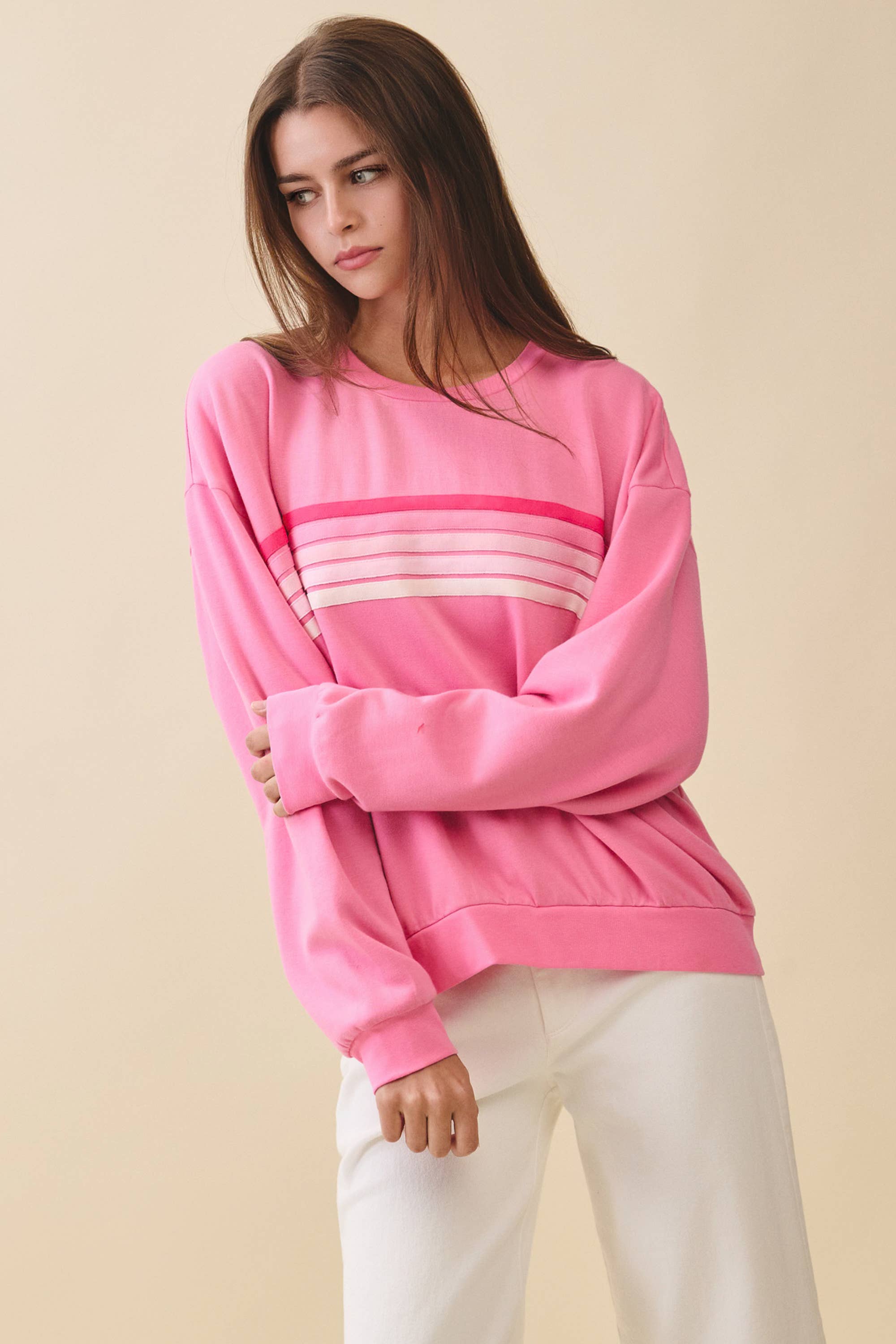 Retro Ombre Stripe Graphic Sweatshirt