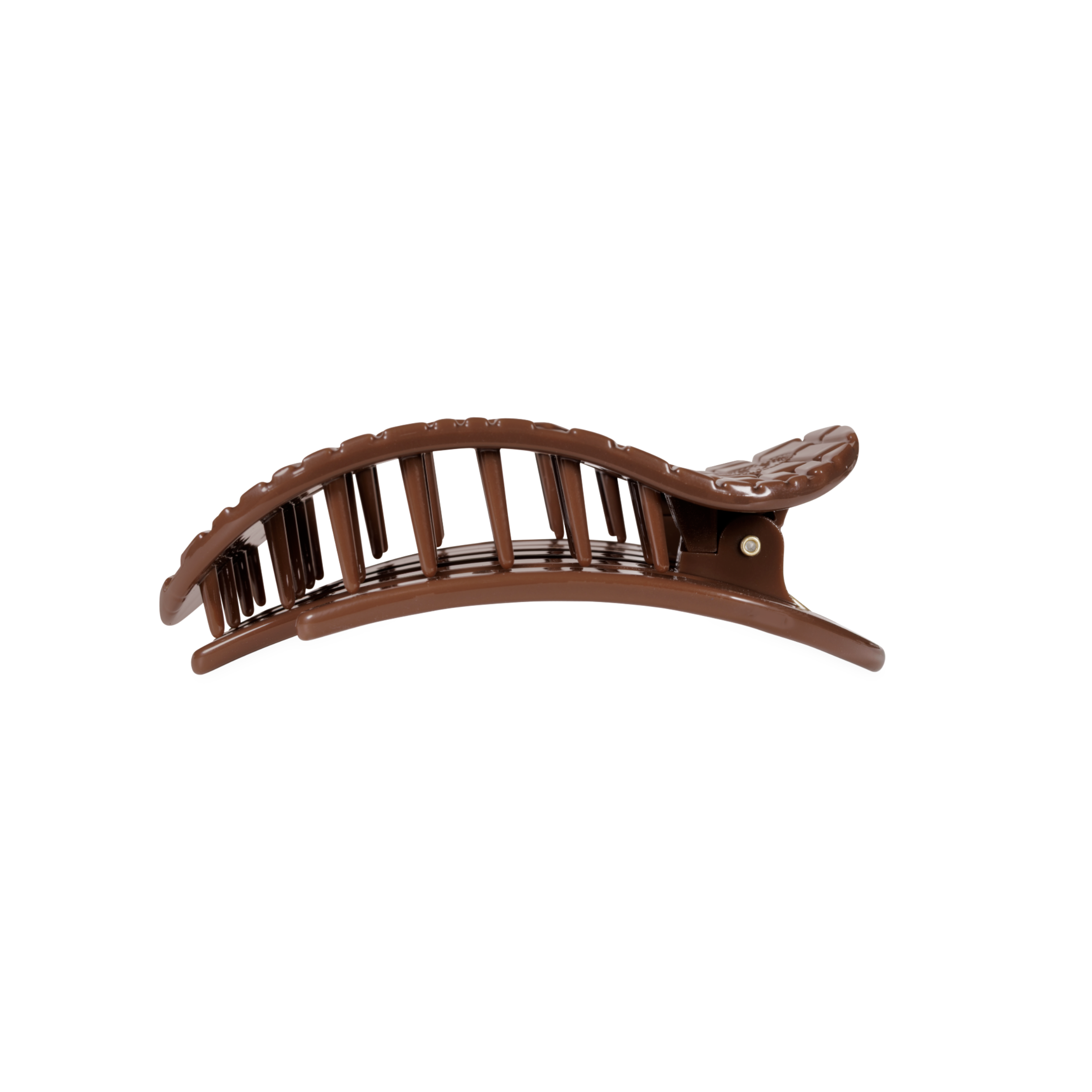 Brown Crocodile Medium Flat Round Hair Clip