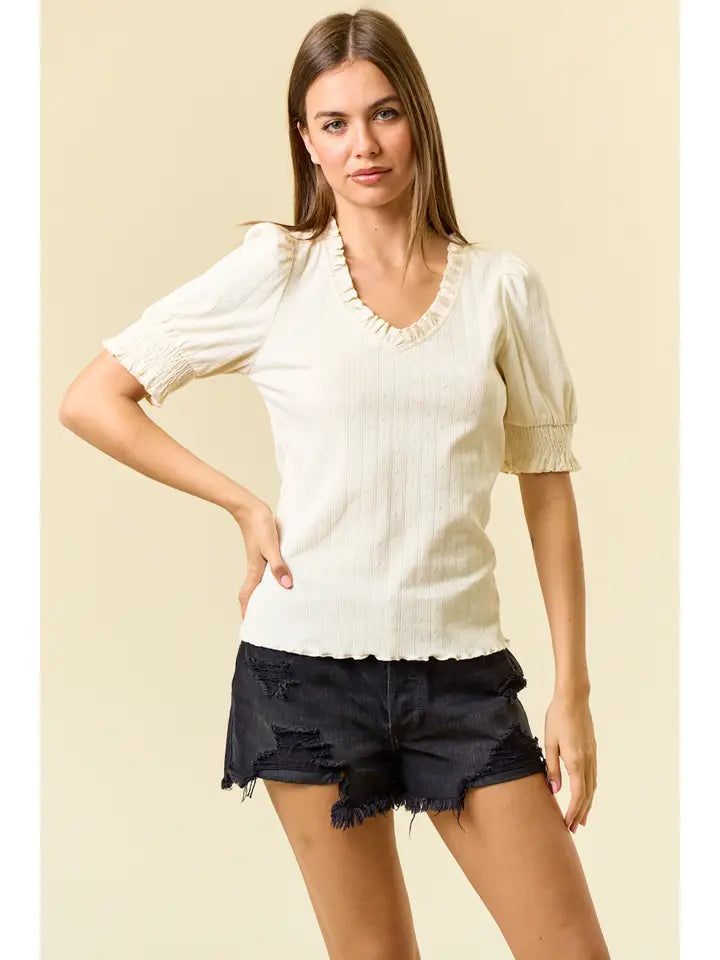 Ruffled V-Neck Top