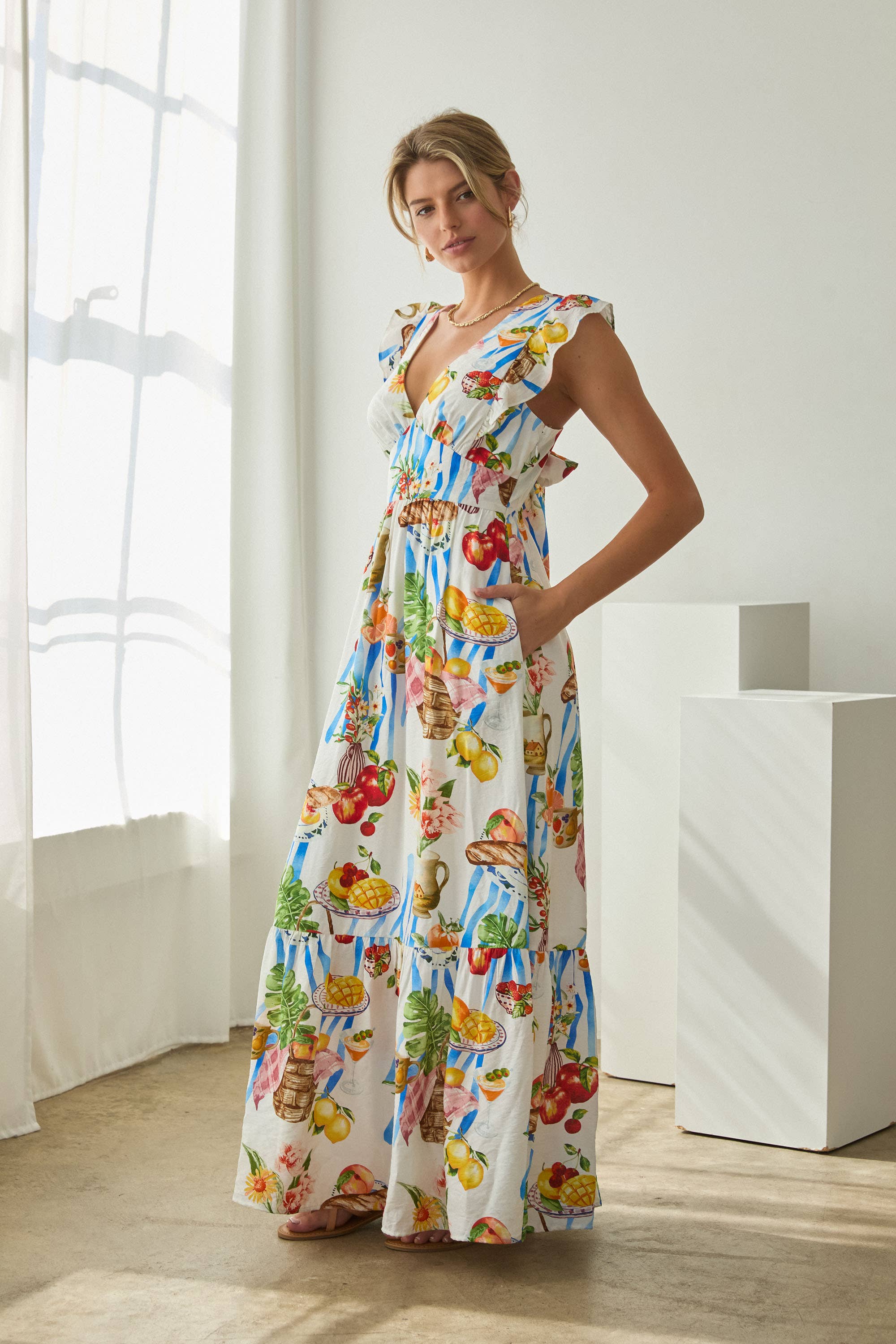 Picnic Tie-Back Maxi Dress