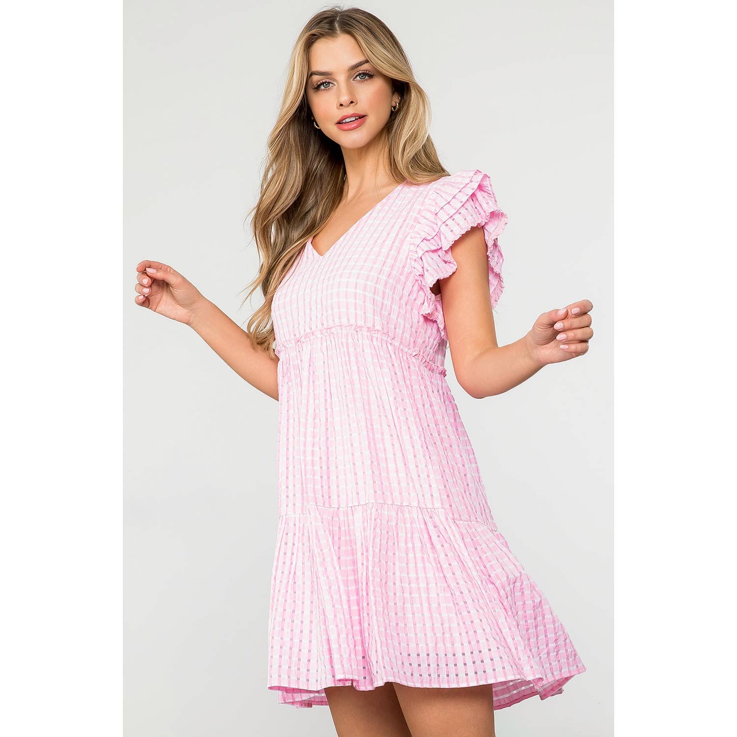 Flutter Sleeve Stripe Dress