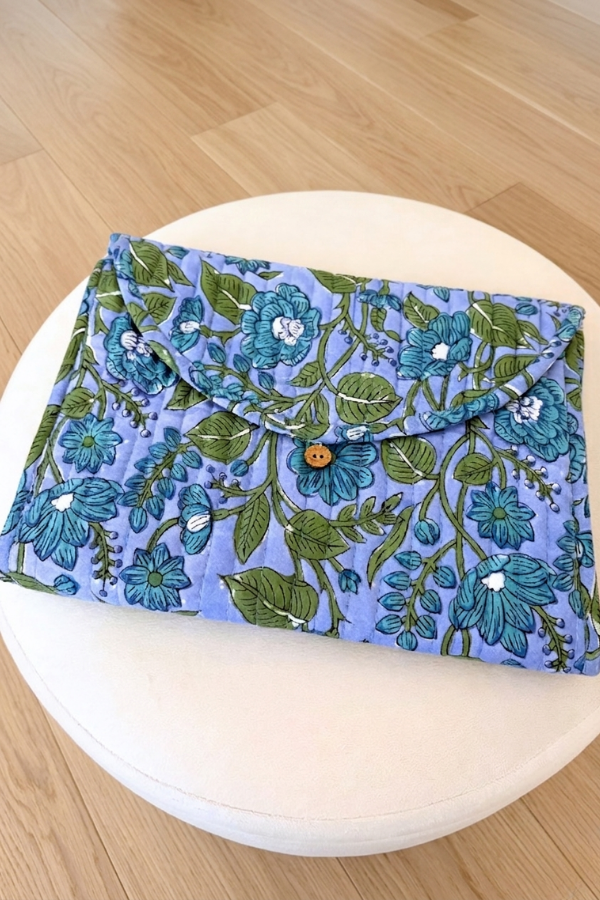 Tate Blue Floral Jewelry Pouch