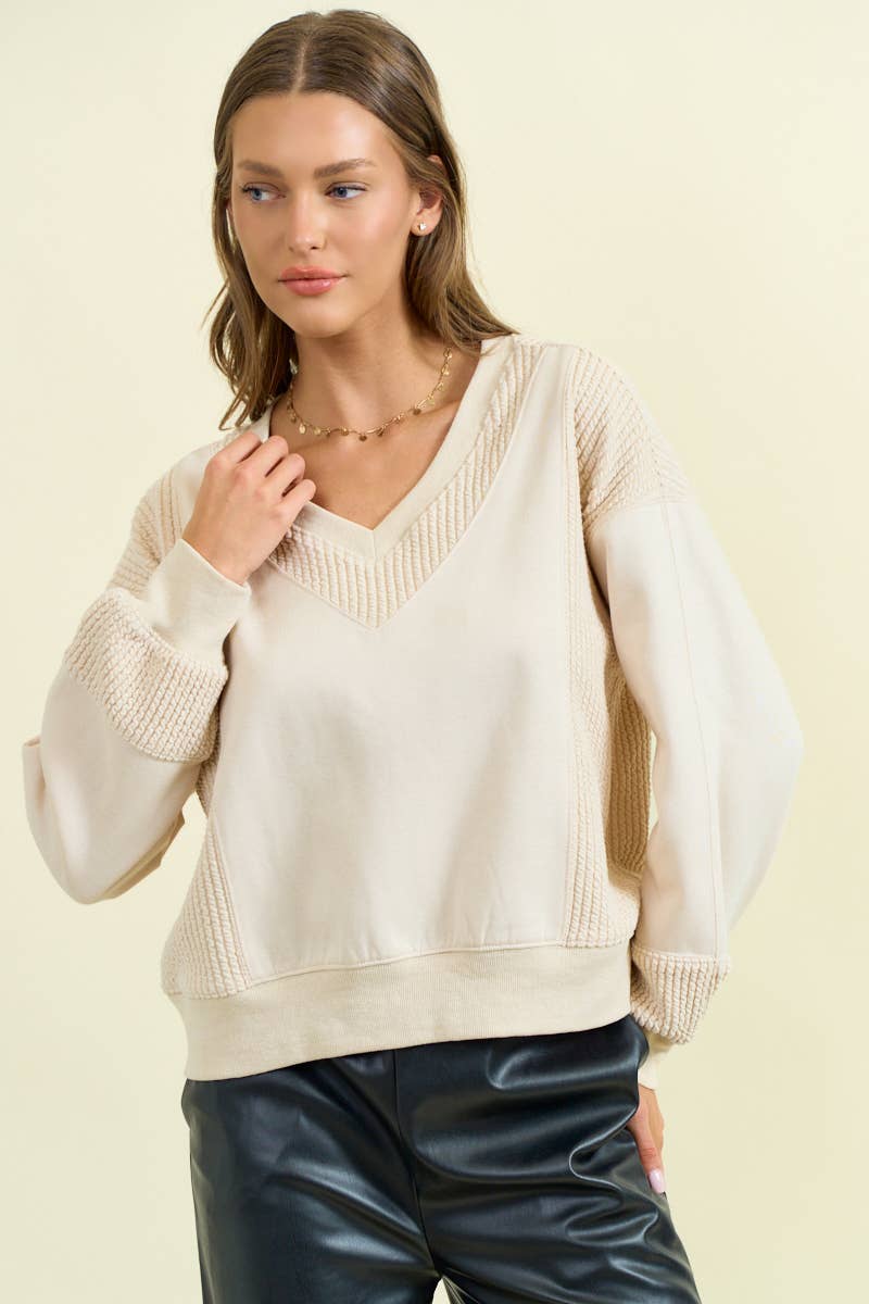 BRUSHED TERRY BLOCK SWEATSHIRT