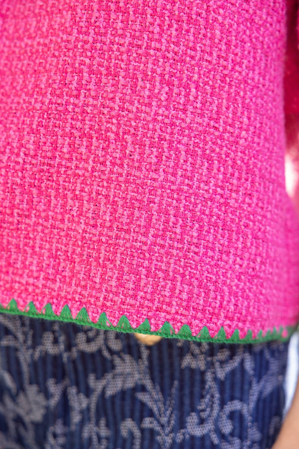 Embroidered Detail Tweed Top