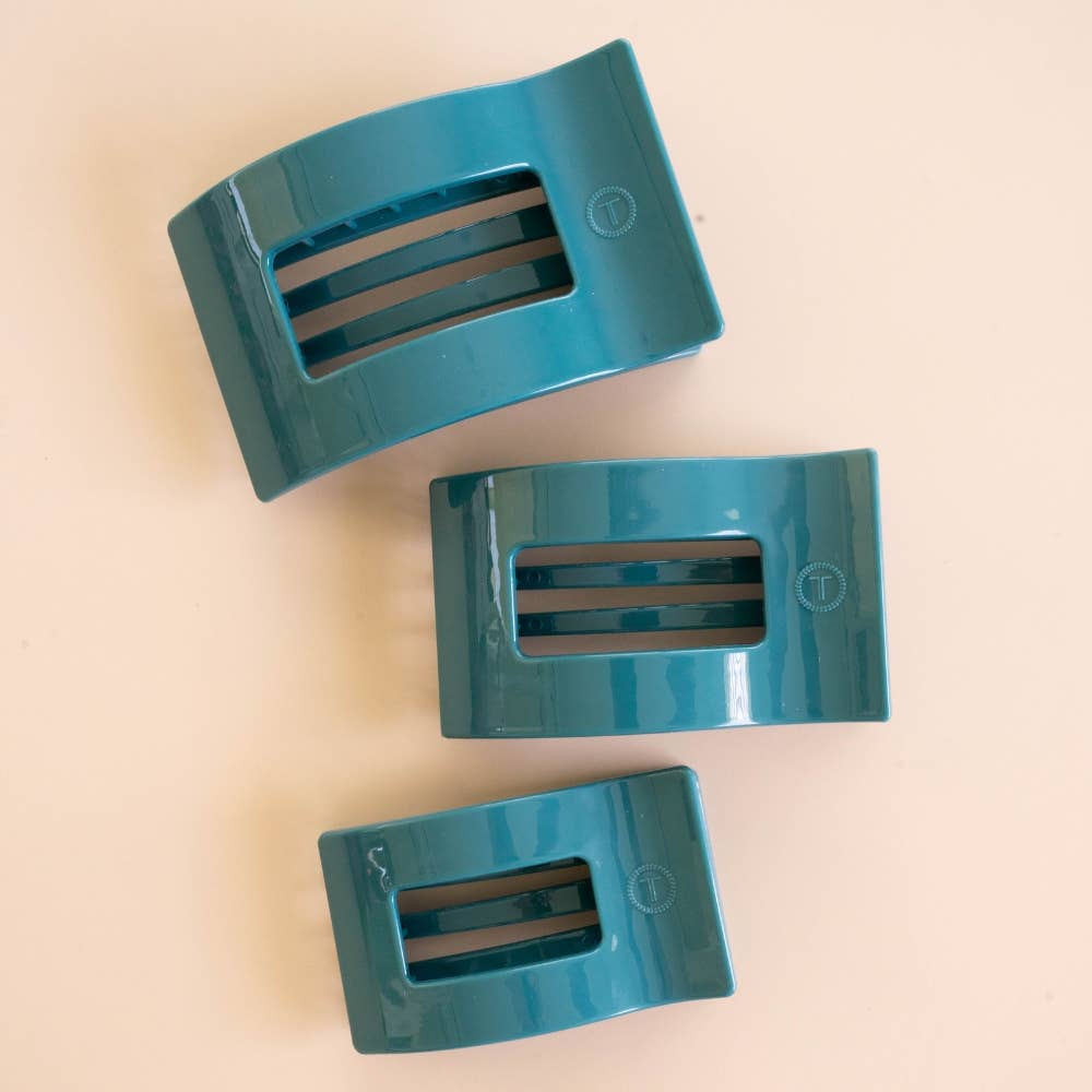 Teal With It Large Flat Rectangle Hair Clip