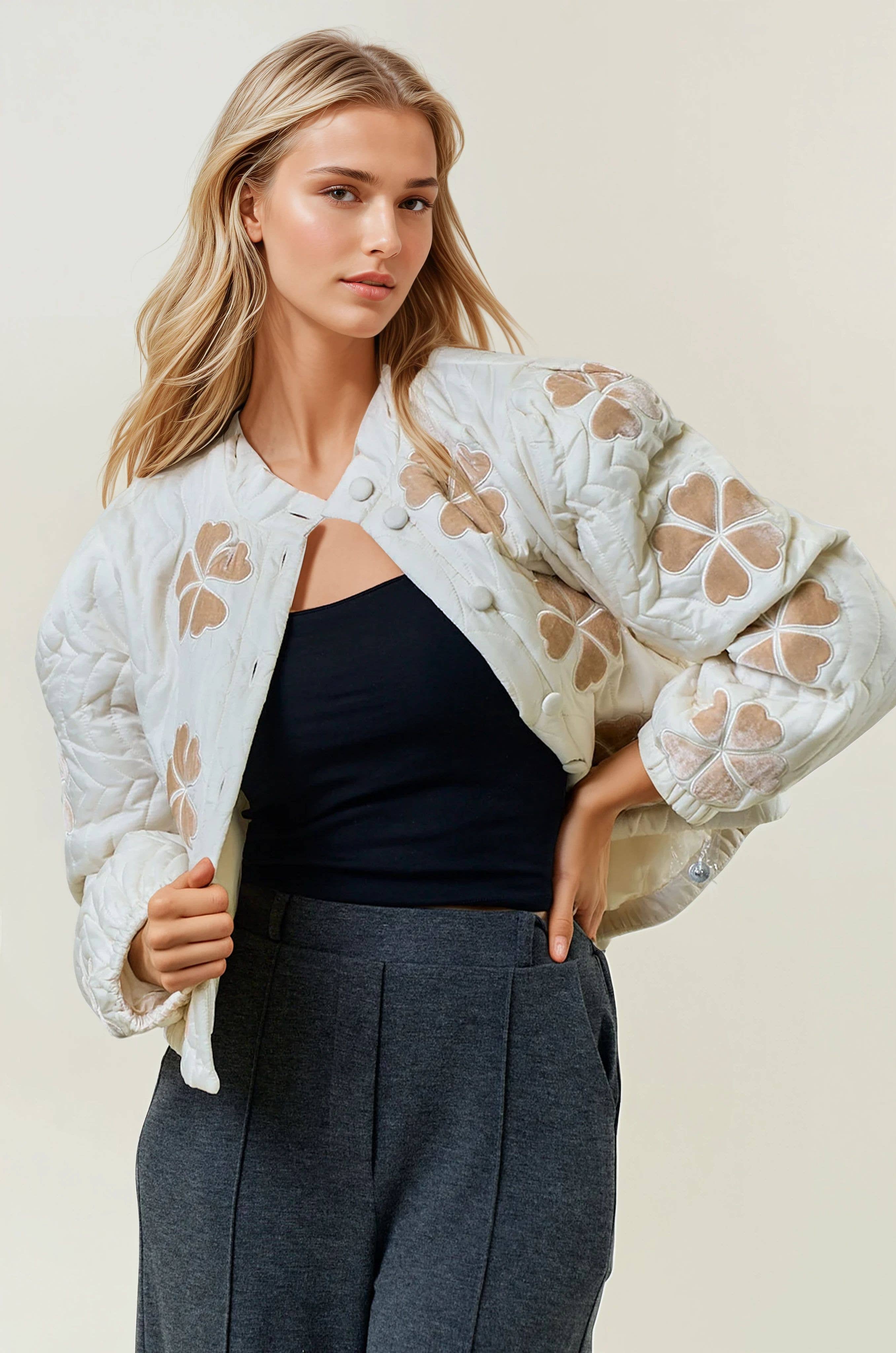 PUFF SLEEVE QUILTED JACKET