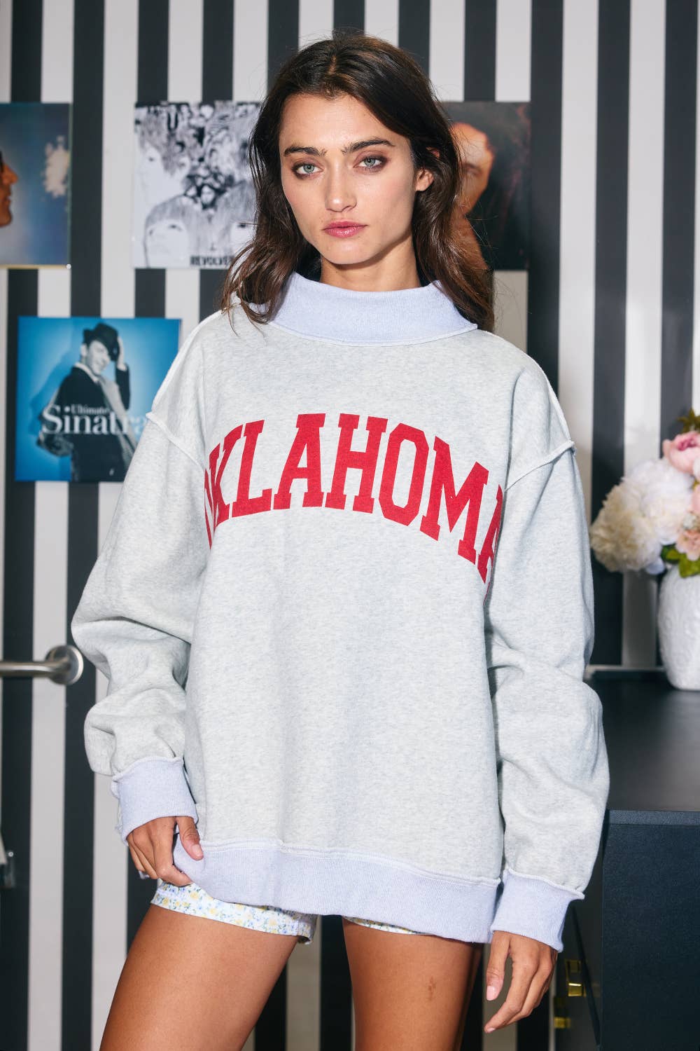 'OKLAHOMA & OK' Reversible MockNeck Sweatshirt