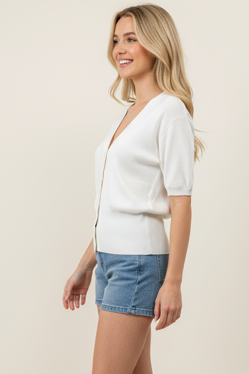 SOLID V-NECK KNIT CARDIGAN
