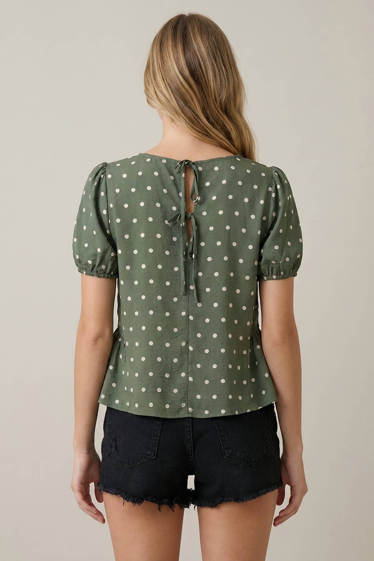POLKA DOT PEPLUM BLOUSE
