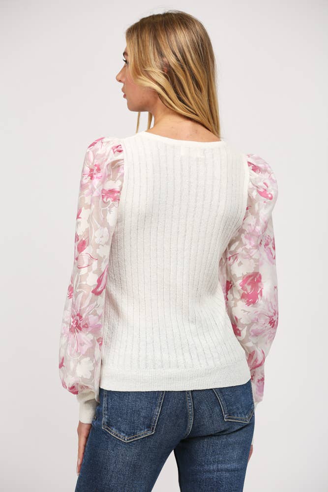 Floral Sleeve Sweater
