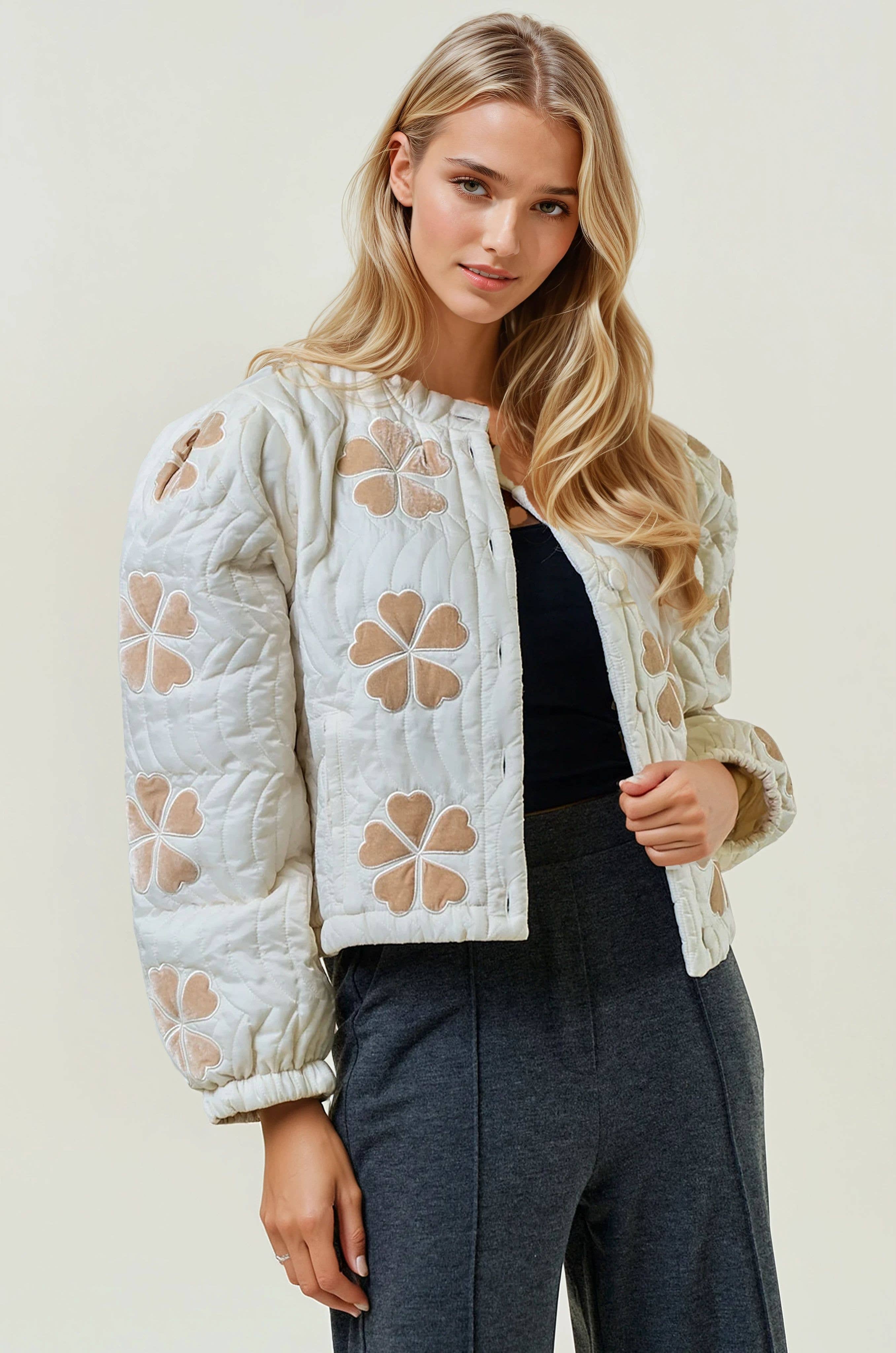 PUFF SLEEVE QUILTED JACKET