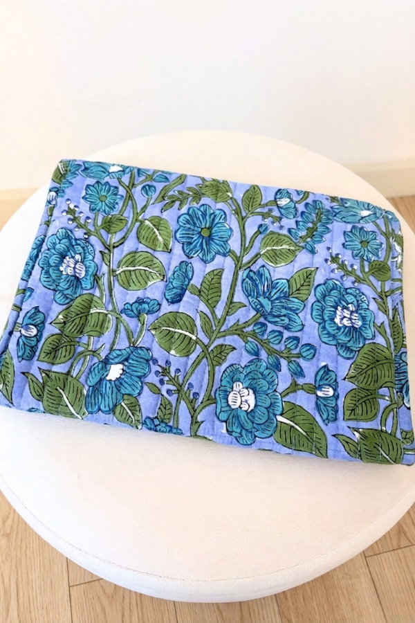 Tate Blue Floral Jewelry Pouch