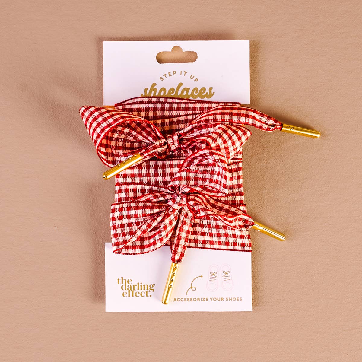 Step It Up Shoelaces–Gingham Red