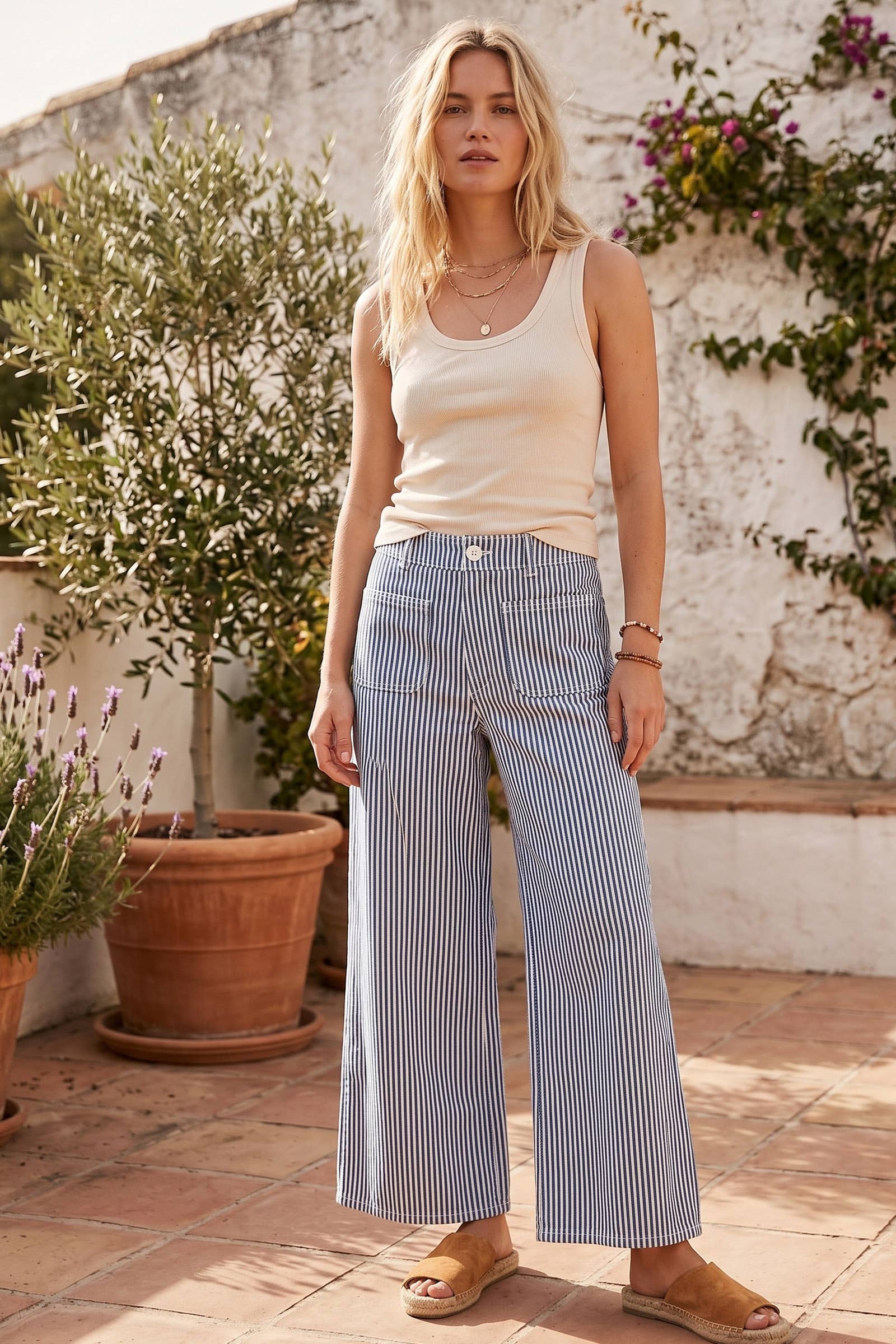 Striped Wide Leg Pants