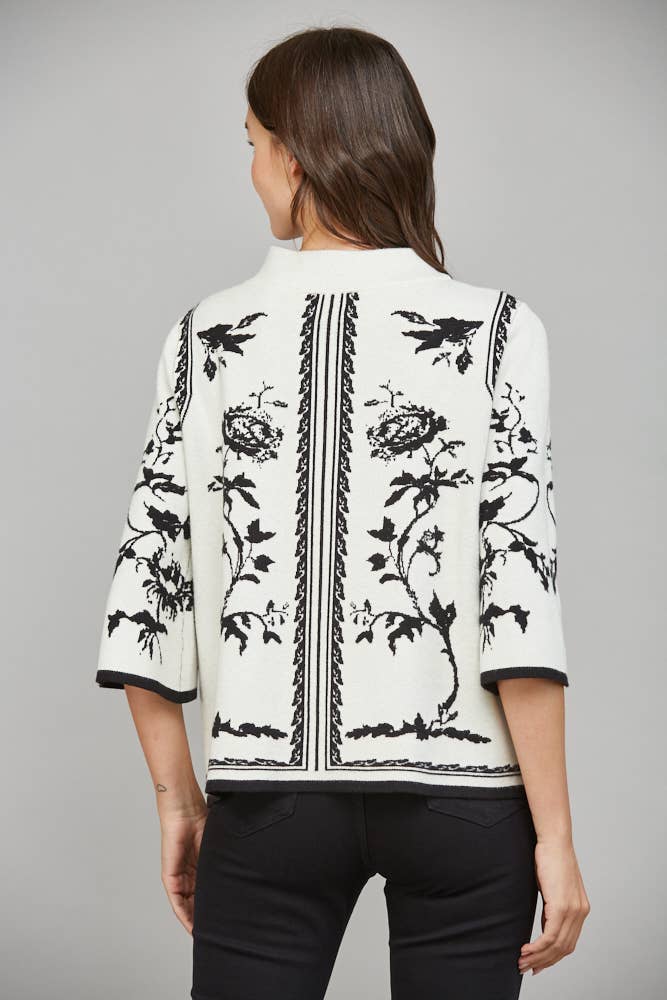 JACQUARD MOCK NECK SWEATER