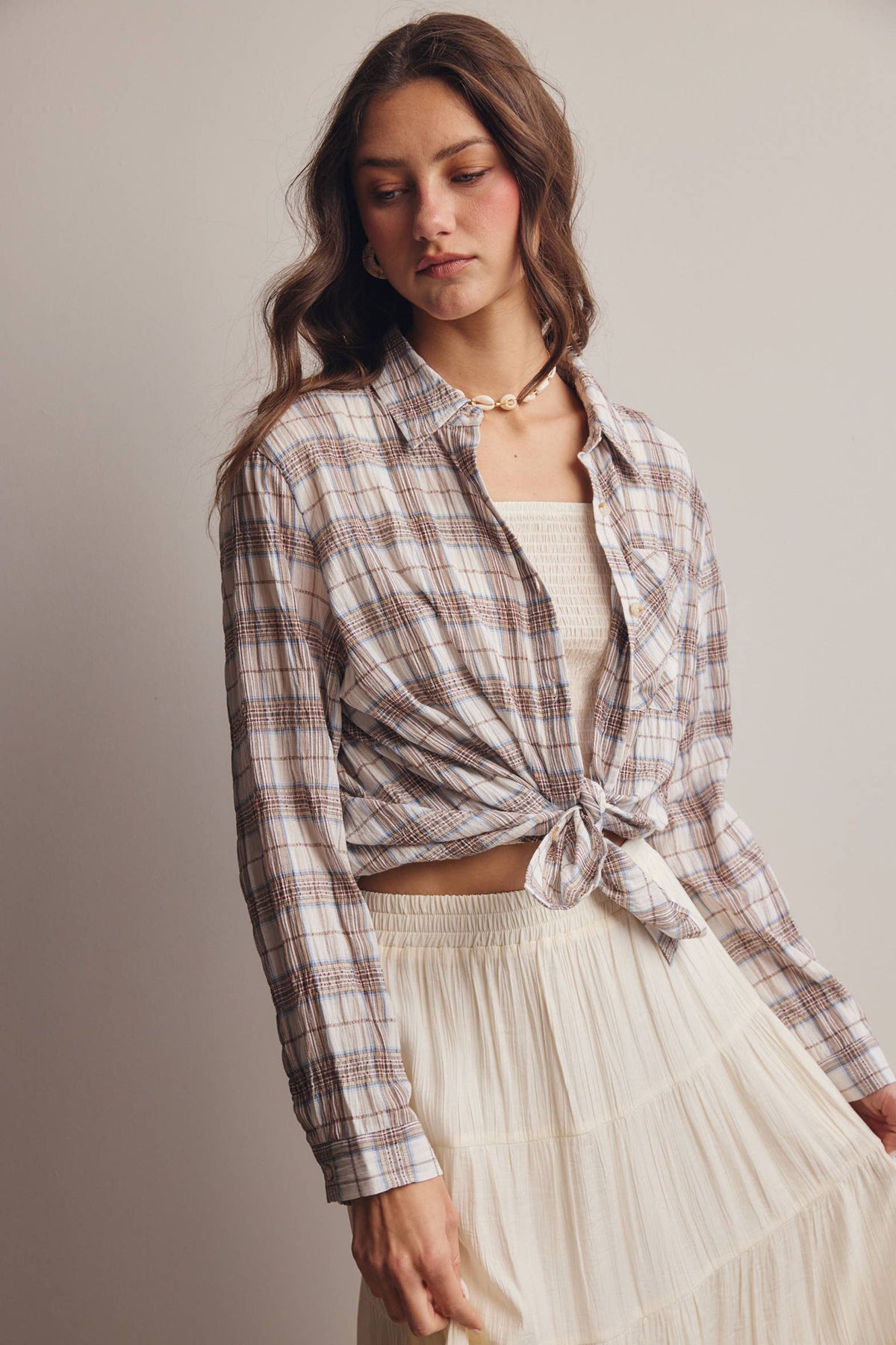 Soft Plaid Button-Up Shirt